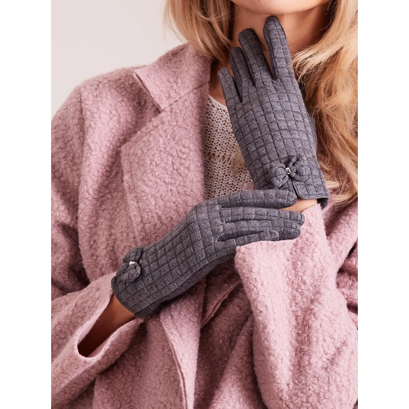 Dark gray plaid women's gloves