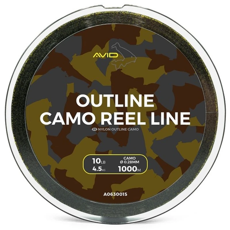 Avid carp vlasec outline camo reel line - 1000 m 0,28 mm 4,5 kg 10 lb