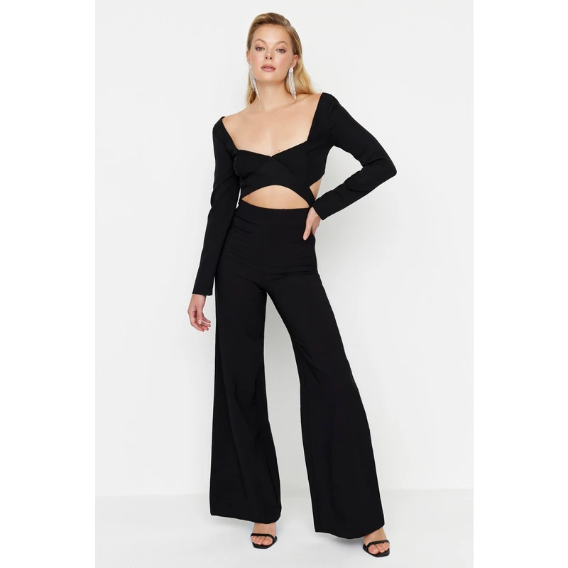 Trendyol Black Wide Leg Woven Trousers