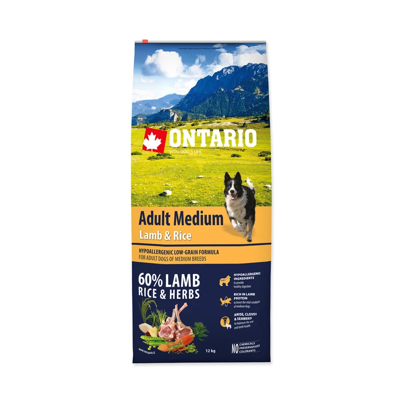 Ontario Adult Medium Lamb & Rice 12kg