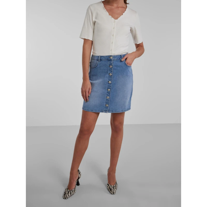 Pieces Dámská sukně PCPEGGY 17126258 Light Blue Denim S