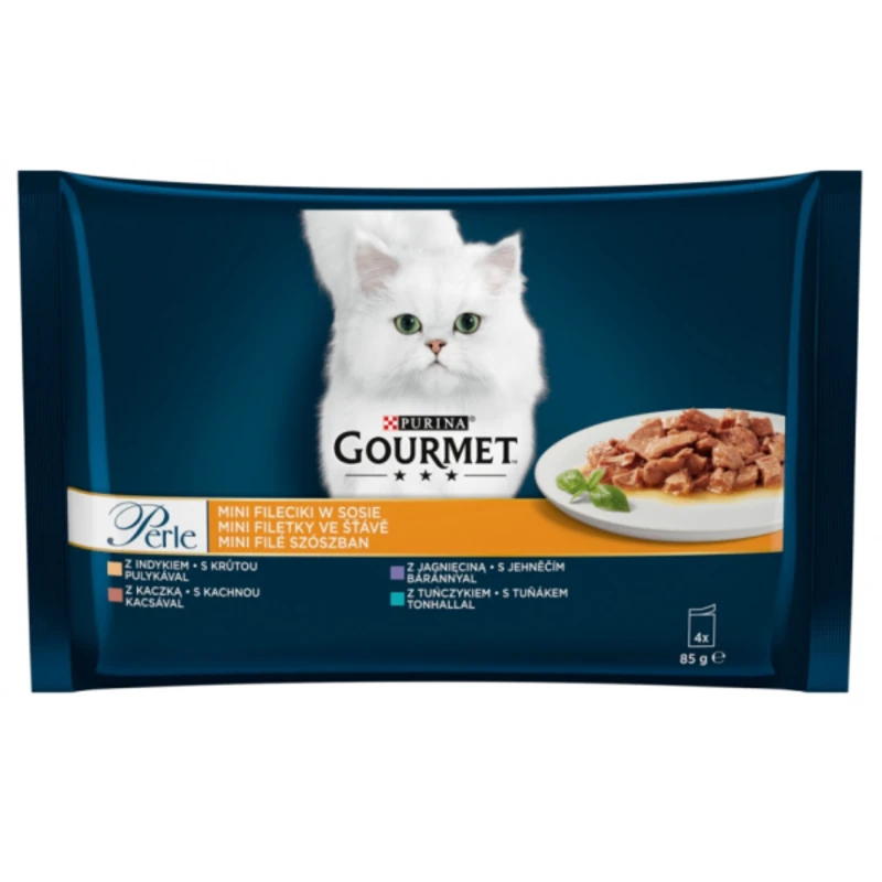 Gourmet Perle multipack minifiletky krůta/tuňák/ kachna/jehněčí ve šťávě 4x85g