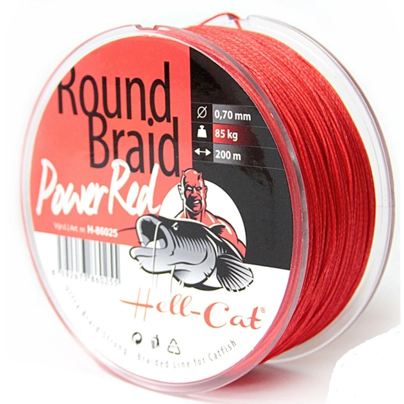 Hell-cat splétaná šňůra round braid power red 1000 m-průměr 0,50 mm / nosnost 57,5 kg