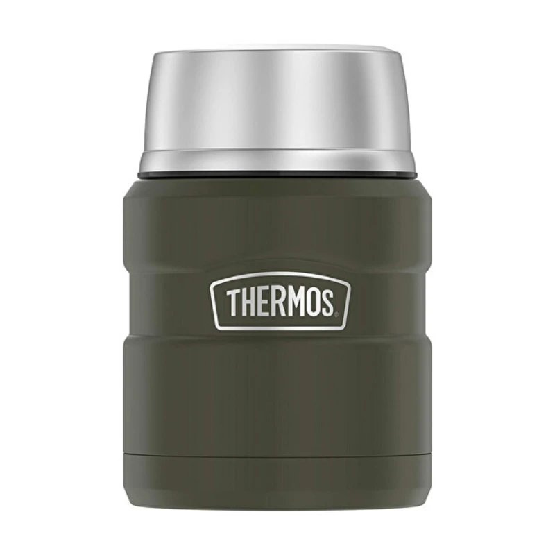 Thermos Termoska na jídlo se skládácí lžící a šálkem - vojenská zelená 470 ml