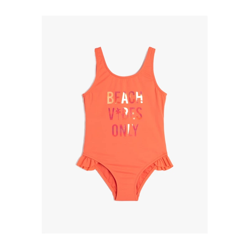 Koton Swimsuit with Straps, Frill Detailed Printed