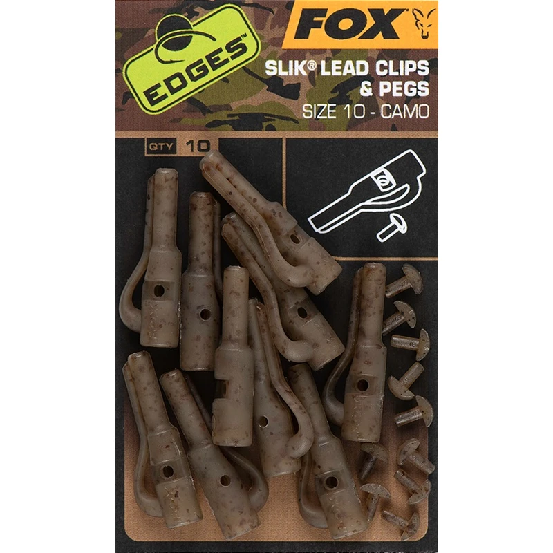 Fox závěsky edges camo silk lead clips & pegs 10 ks velikost 10