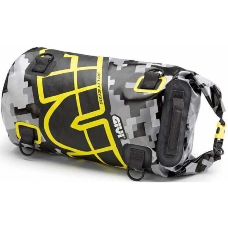 Givi EA114CM Waterproof Cylinder Seat Bag 30L Camo/Grey/Yellow