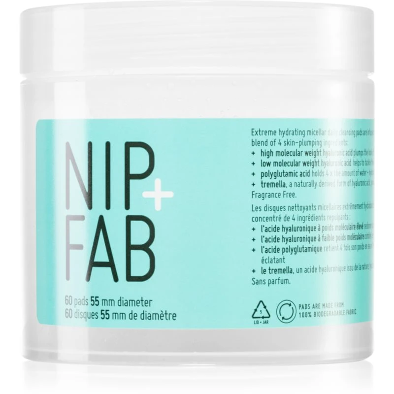 NIP+FAB Hyaluronic Fix Extreme4 micelární čistící pleťové tampónky 60 ml