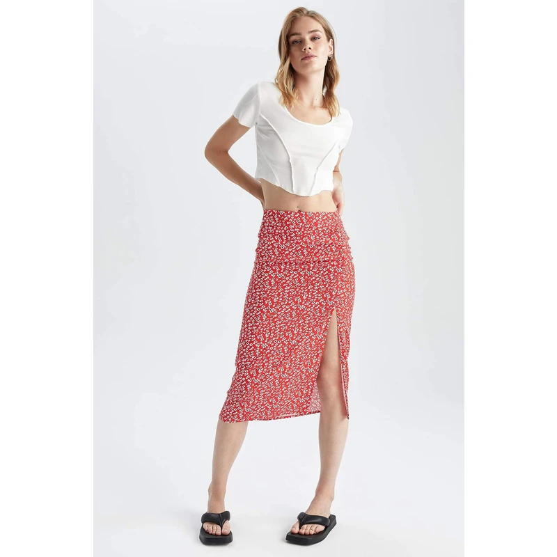 DEFACTO Regular Fit Printed Midi Skirt