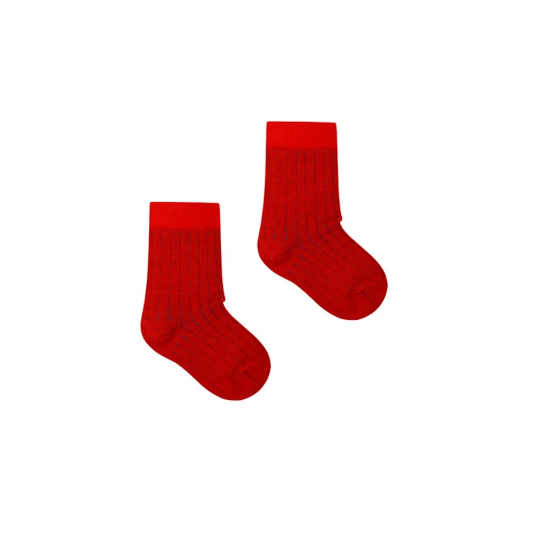 Kabak Socks Kids Classic Ribbed Red/Navy Blue