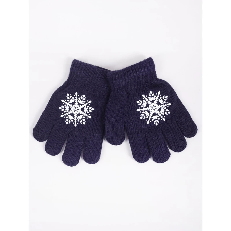 Yoclub Kids's Girls' Five-Finger Gloves RED-0012G-AA5A-007 Navy Blue