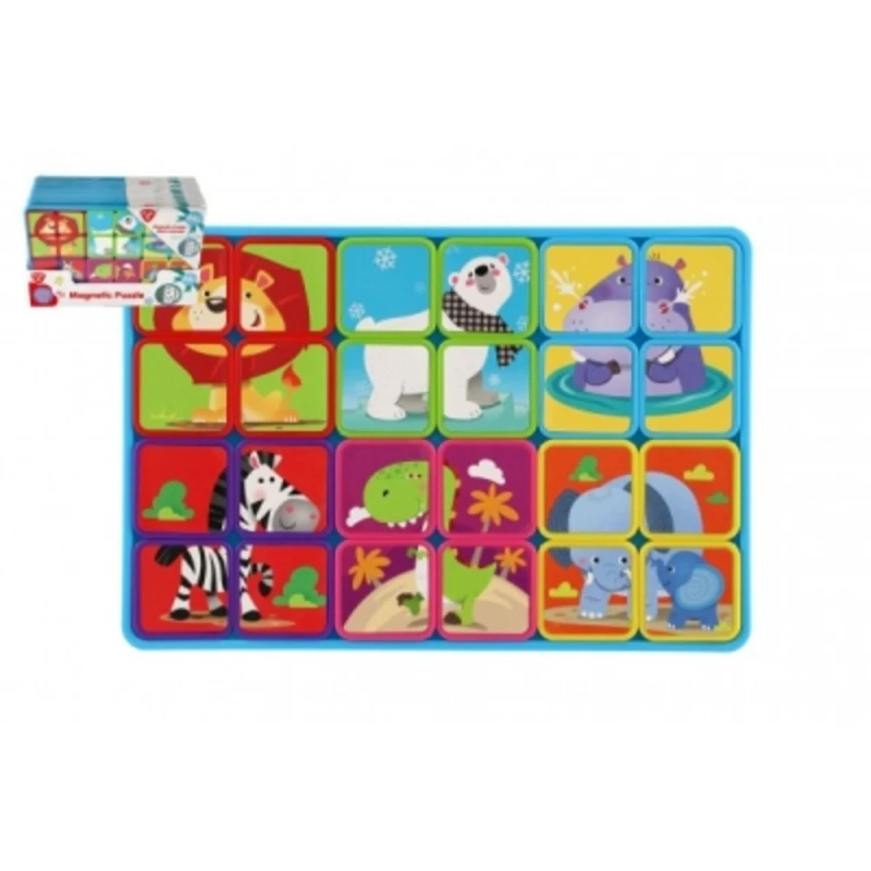 Puzzle magnetické deskové zvířata plast ve fólii 30x20x1cm 12ks v boxu 24m+