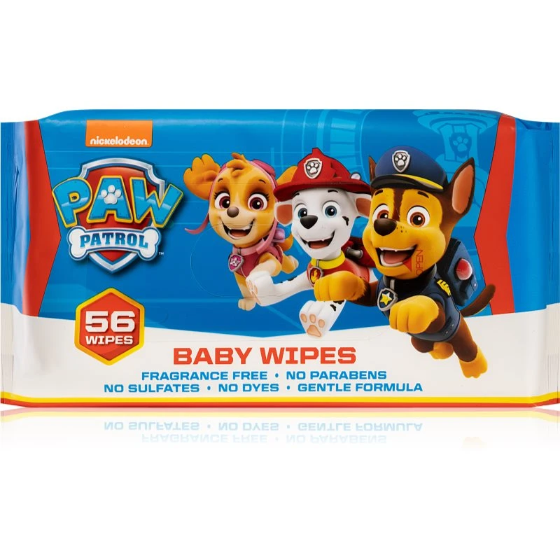 Nickelodeon Paw Patrol Baby Wipes dětské jemné vlhčené ubrousky 56 ks