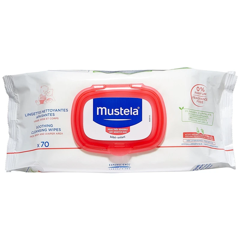 Mustela Bébé zklidňující čisticí ubrousky pro děti 70 ks