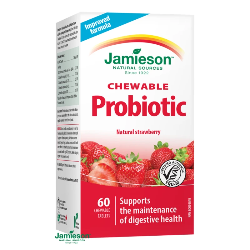 JAMIESON Probiotic tablety na cucání s jahodovou příchutí 60 tbl.