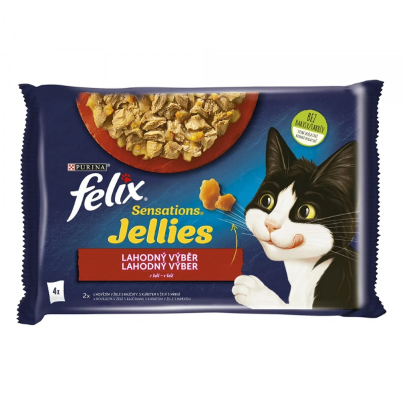 Felix Sensations Jellies Multipack s hovězím a kuřetem v och. želé 4x85g