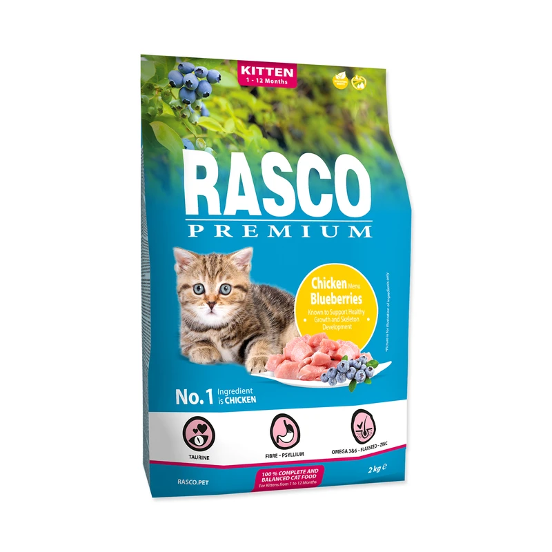 Rasco Premium Cat Kitten, chicken, blueberries 2kg