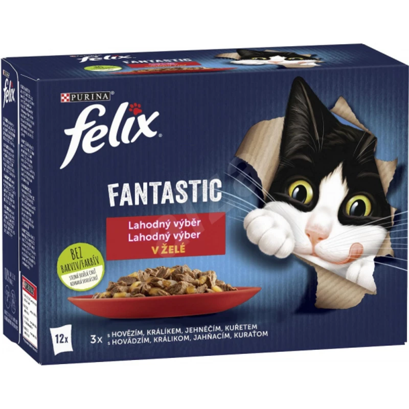 Felix Fantastic Multipack kuře/hovězí/králík/jehněčí v želé 12x85g