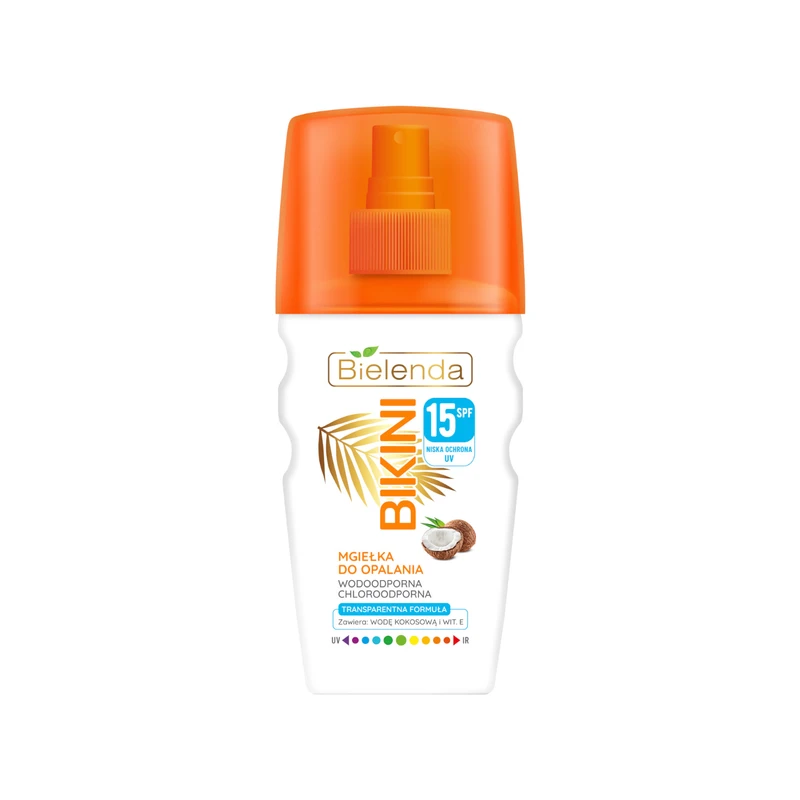 Bielenda Bikini Coconut transparentní mlha na opalování SPF 15 150 ml