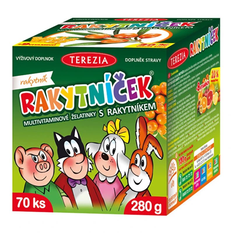 Terezia Company Rakytníček multivitamínové želatinky s rakytníkem 70 ks