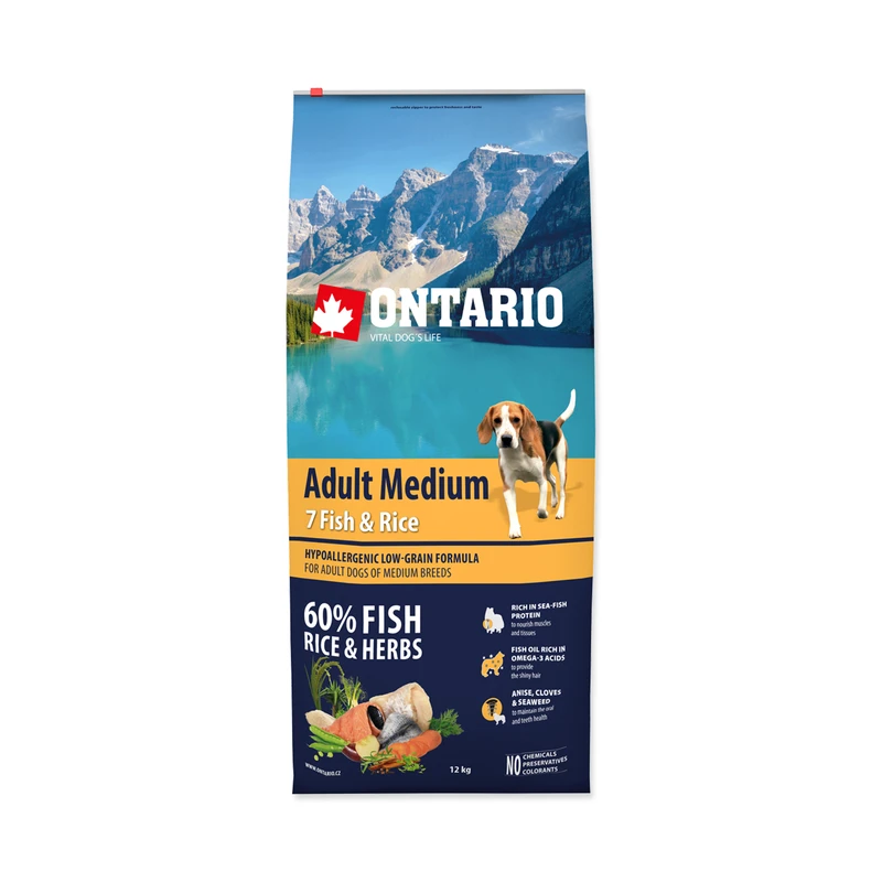 Ontario Adult Medium Fish & Rice 12kg