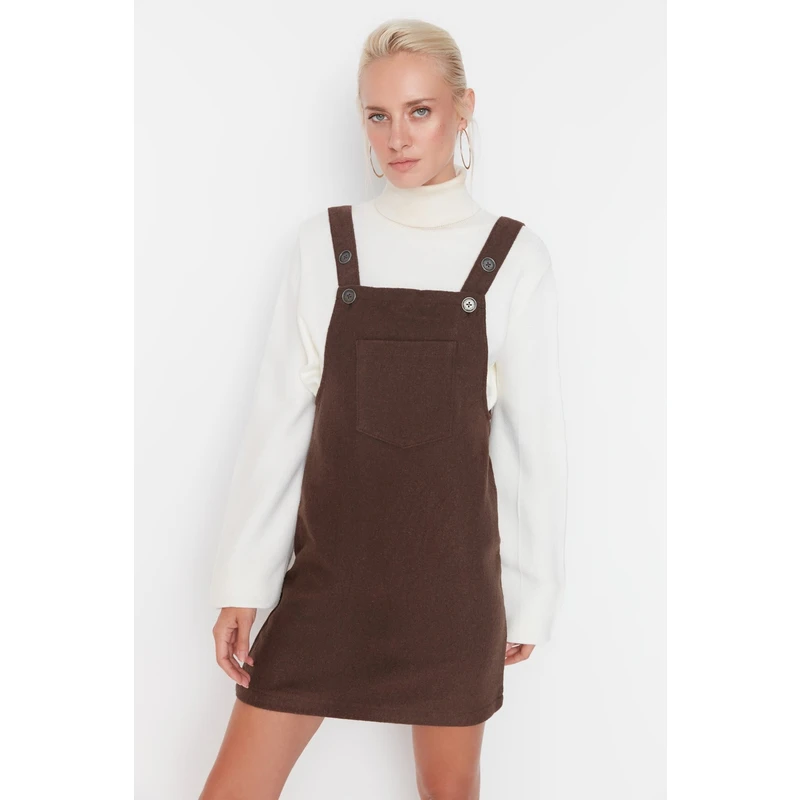 Trendyol Brown Mini Gilet Woven Dress