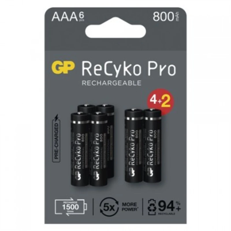 Nabíjecí baterie, nabíječky nabíjecí baterie gp b2218v recyko professional, 800mah, aaa, 6ks