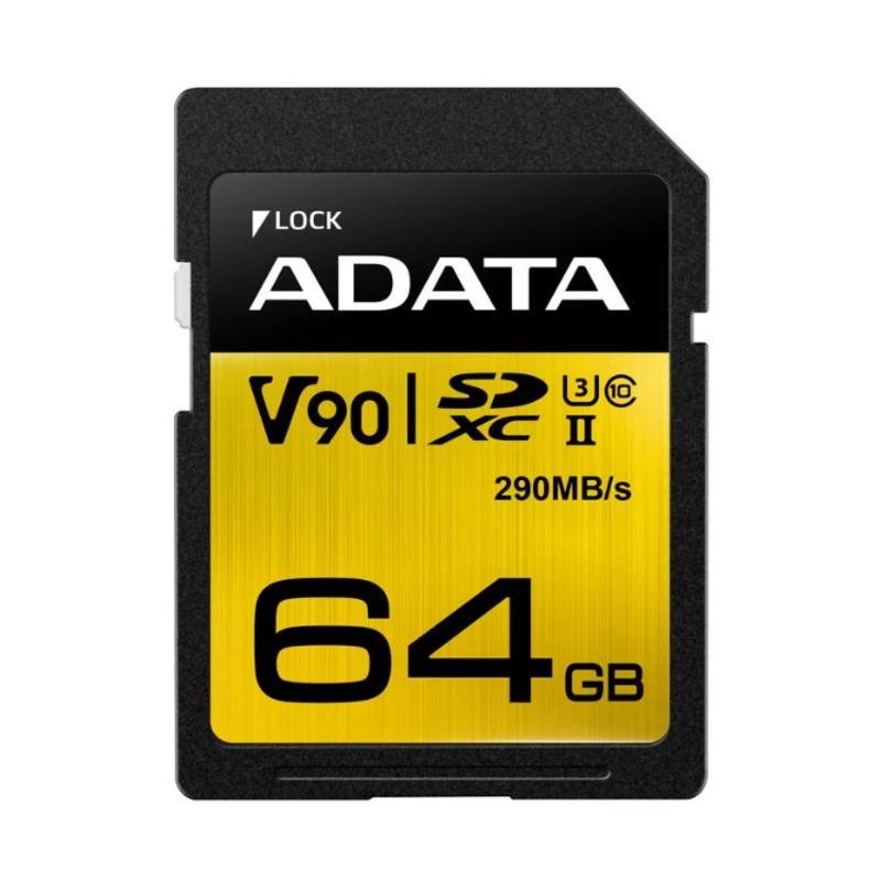 A-Data Premier ONE SDXC UHS-II U364GB | 
Class 10, rychlost 290/260MB/s (ASDX64GUII3CL10-C)