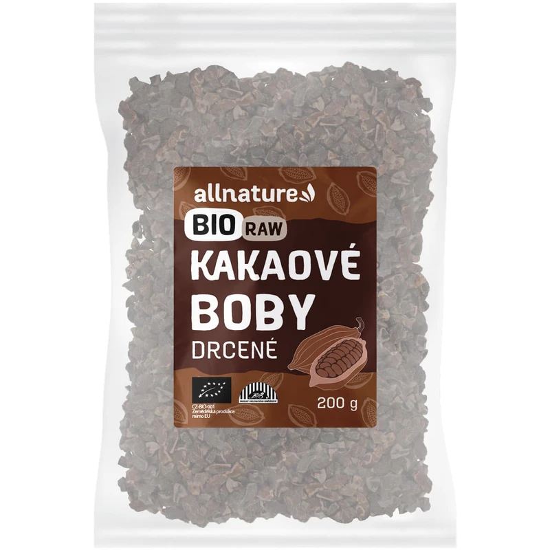 Allnature RAW BIO Drcené kakaové boby 200 g