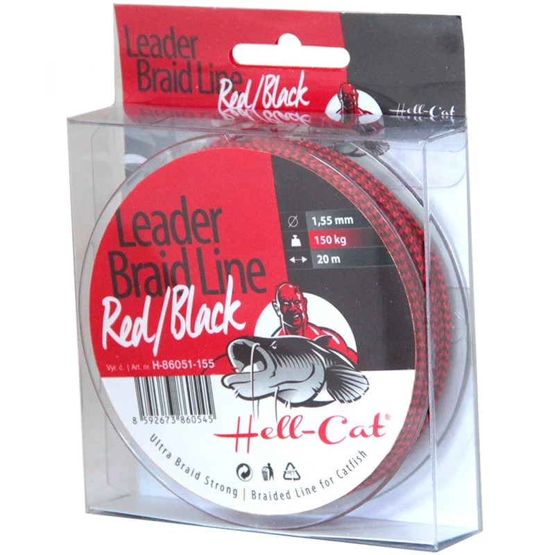 Hell-cat návazcová šňůra leader braid line red black 20 m-průměr 1,40 mm / nosnost 125 kg