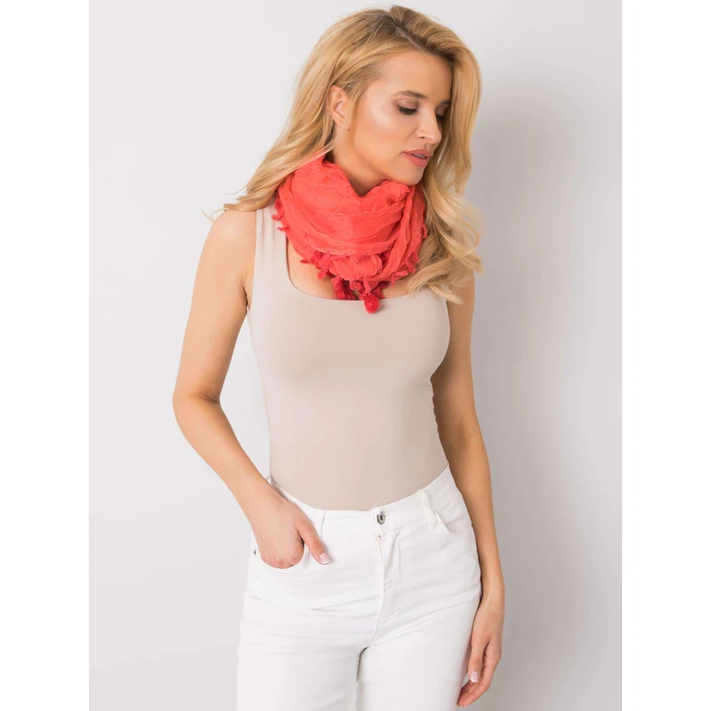 Women's coral scarf with fringes