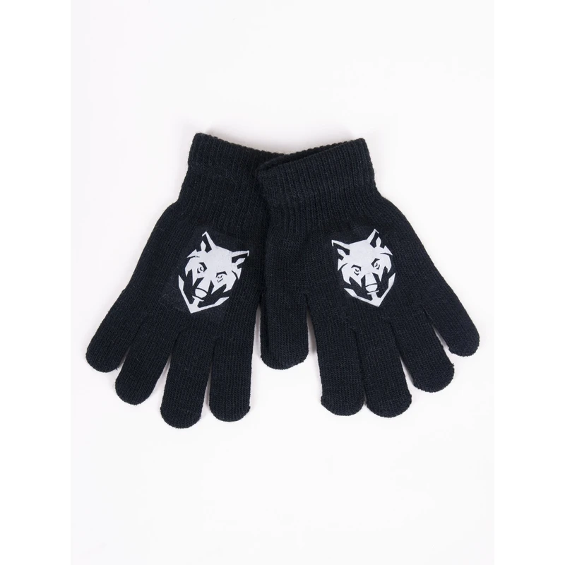 Yoclub Kids's Boys' Five-Finger Gloves With Reflector RED-0237C-AA50-001