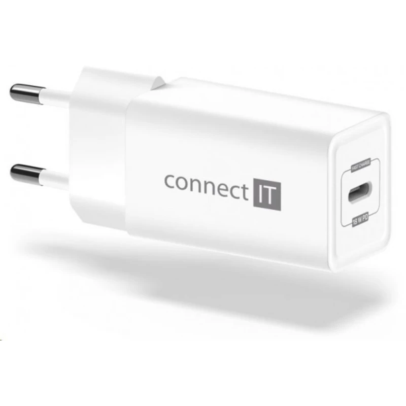 Nabíječka connect it 1xusb typc, pd fast charge, 18w, bílá