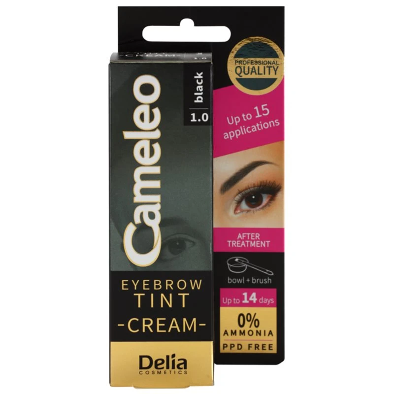 Delia Cosmetics Cameleo krémová profesionální barva na obočí bez amoniaku odstín 1.0 Black 15 ml