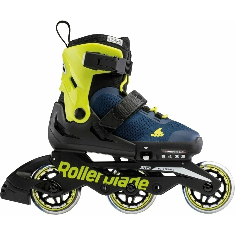 Rollerblade Microblade 3WD JR Blue Royal/Lime 28-32 Kolečkové brusle