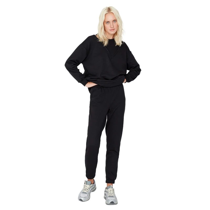 Trendyol Black Thin Fleece Knitted Tracksuit Set