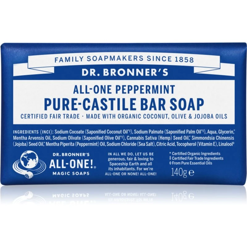 Dr. Bronner’s Peppermint tuhé mýdlo 140 g